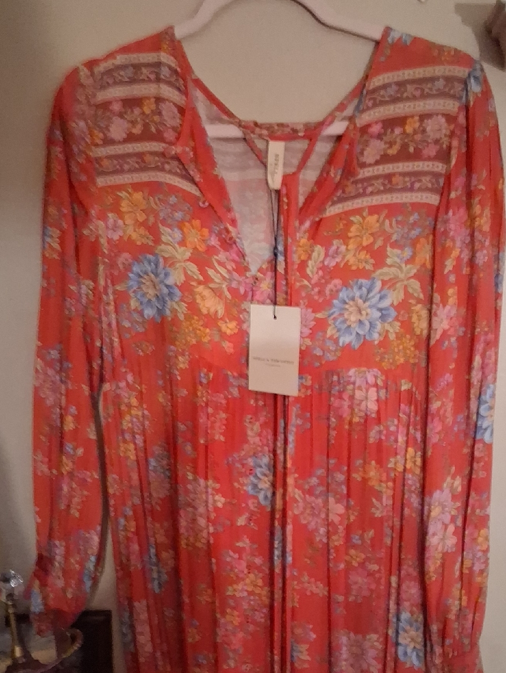 Spell Coral Floral Long Sleeve Maxi Dress